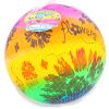 Balón de voleibol con diseño de flores y un escrito "flowers", color rosa con naranjo, amarillo y verde claro