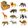 10 animales salvajes diferentes, jirafa, puma, león, rinoceronte, cebra, elefante, oso panda, camello, leopardo y tigre